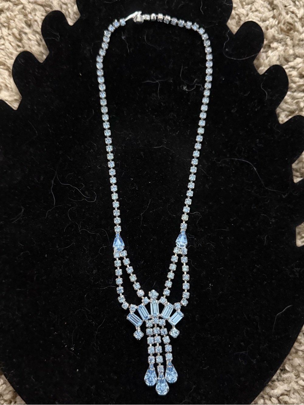 Vintage Delicate Light Blue Crystal Drop Necklace for Women